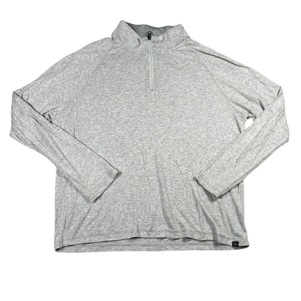 Faherty Cloud Cotton 1/4 Zip Mens XL Light Gray Pullover Sweater Quarter Zip